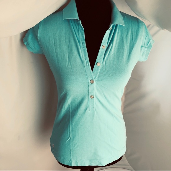 Lilly Pulitzer green blue short sleeve polo shirt - Picture 1 of 7